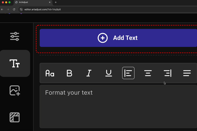 How-do-I-add-text-on-the-ArtAdjust-canvas